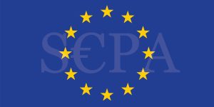 SEPA logo with European Union stars symbolizing secure and standardized European financial transfers.