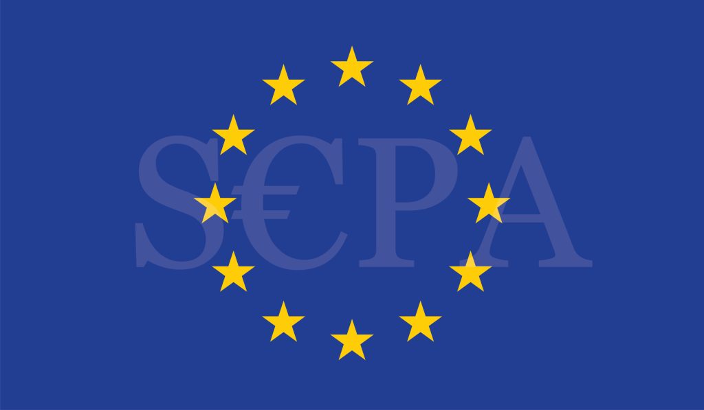 SEPA logo with European Union stars symbolizing secure and standardized European financial transfers.